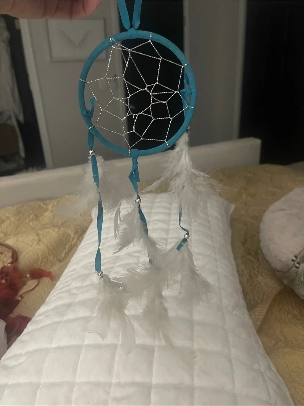 3 set- Turquoise Feather Dreamcatcher Wall Decor